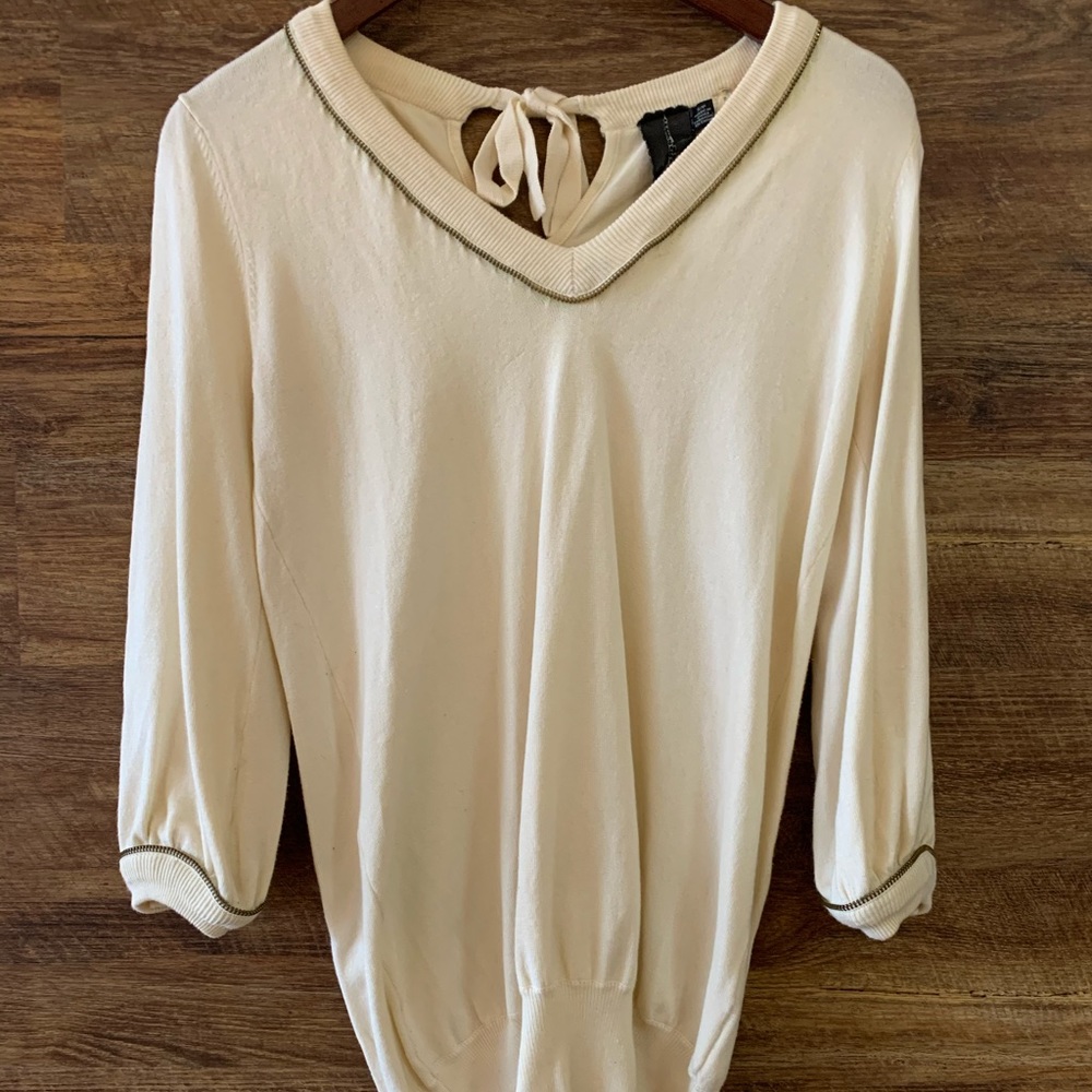 Beige Zipper Detail Sweater